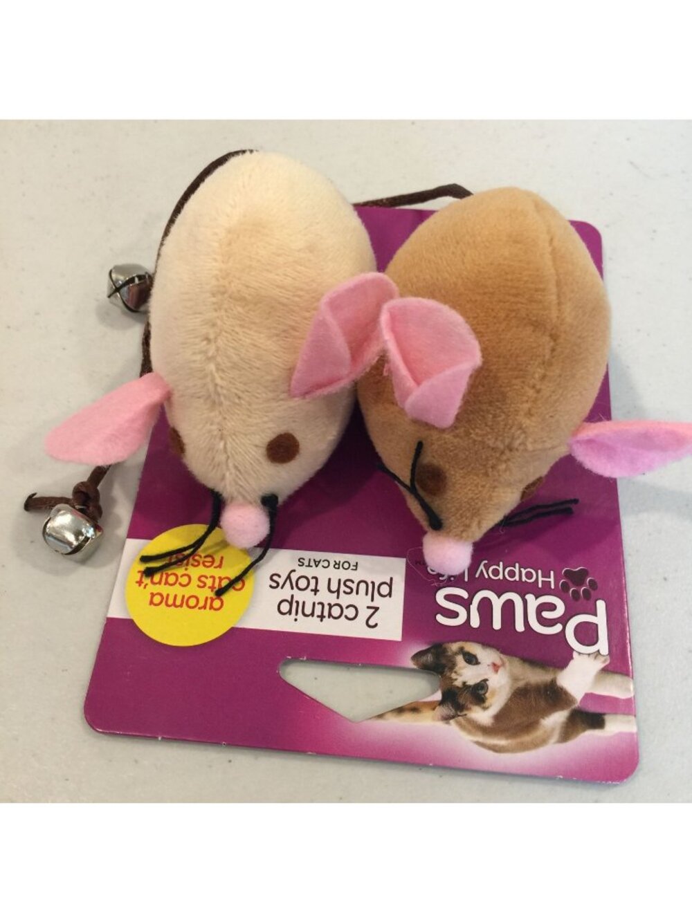 Paws Happy Life Mouse with Bell Catnip Mini Mice Plush Cat Toys Set of 3 - Picture 3 of 5
